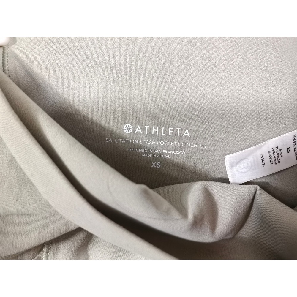Athleta Salutation Stash Pocket II Cinch 7/8 Leggings Sage Green XS High Rise - Picture 5 of 10
